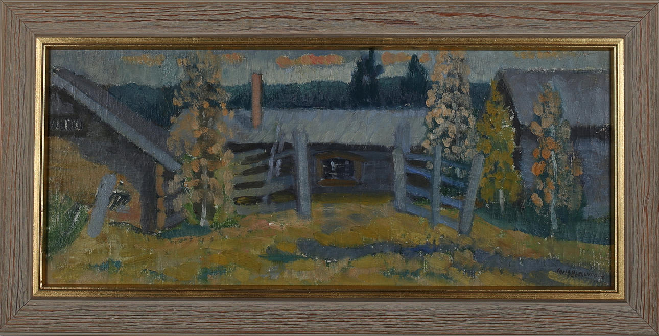 CARL BERGLUND. Gården. Olja på duk. Signerad.