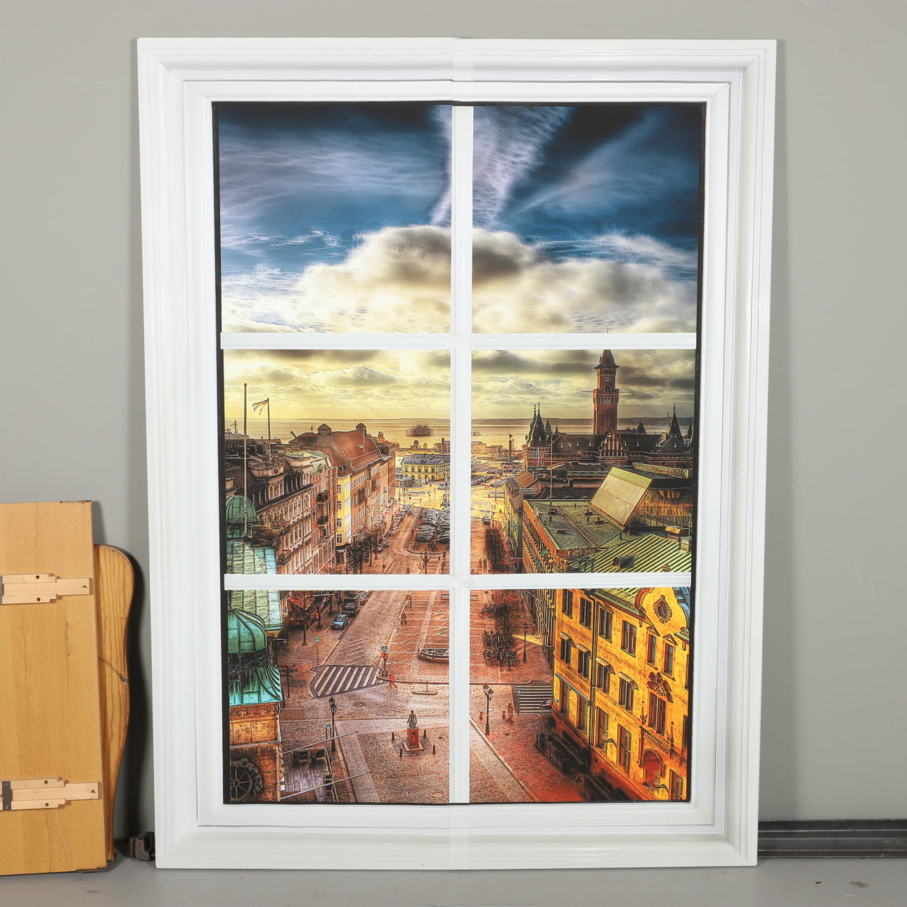 TAVLA, utsikt över Helsingborg, tryck på duk.