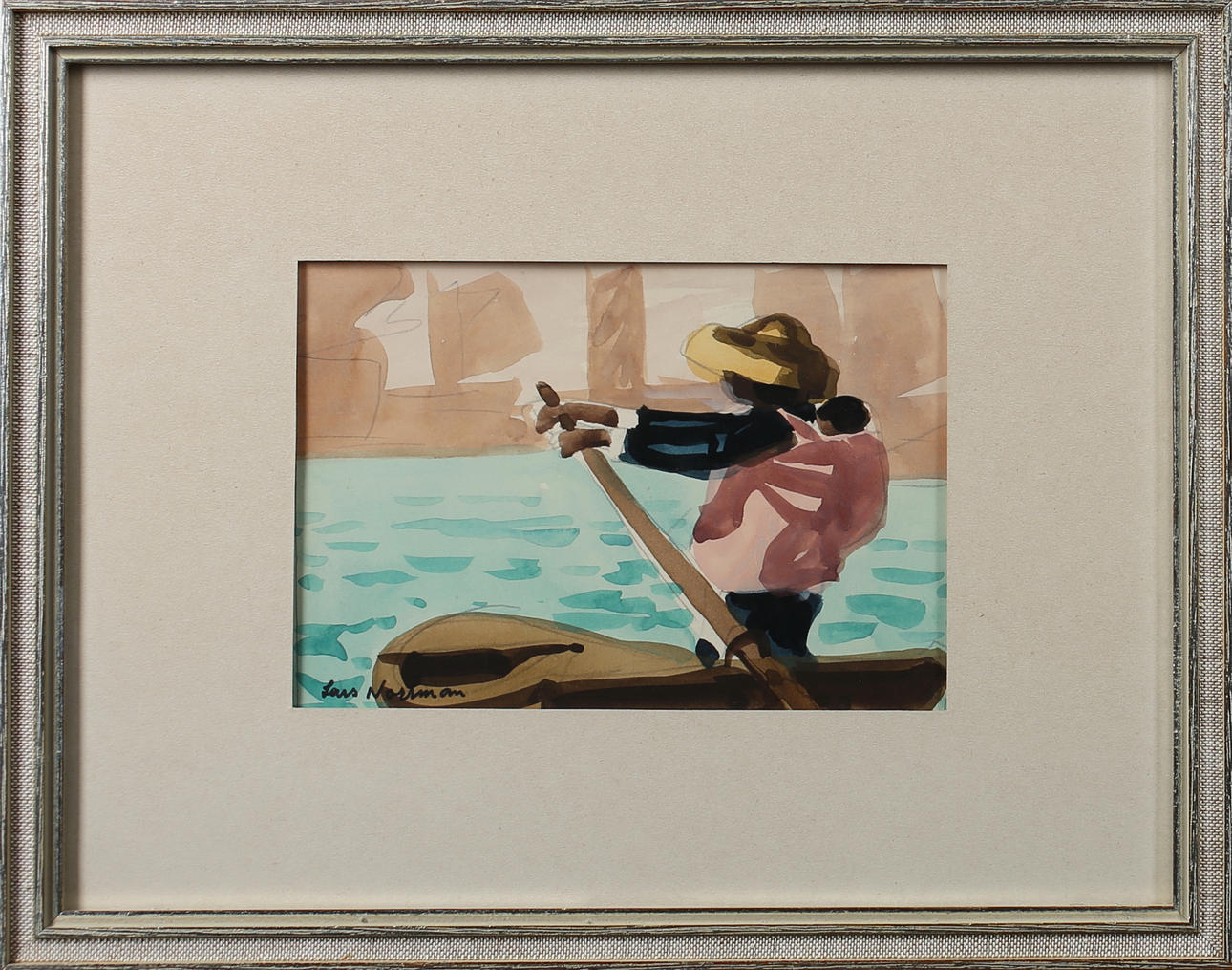 LARS NORRMAN. Roddare. Akvarell. Signerad.