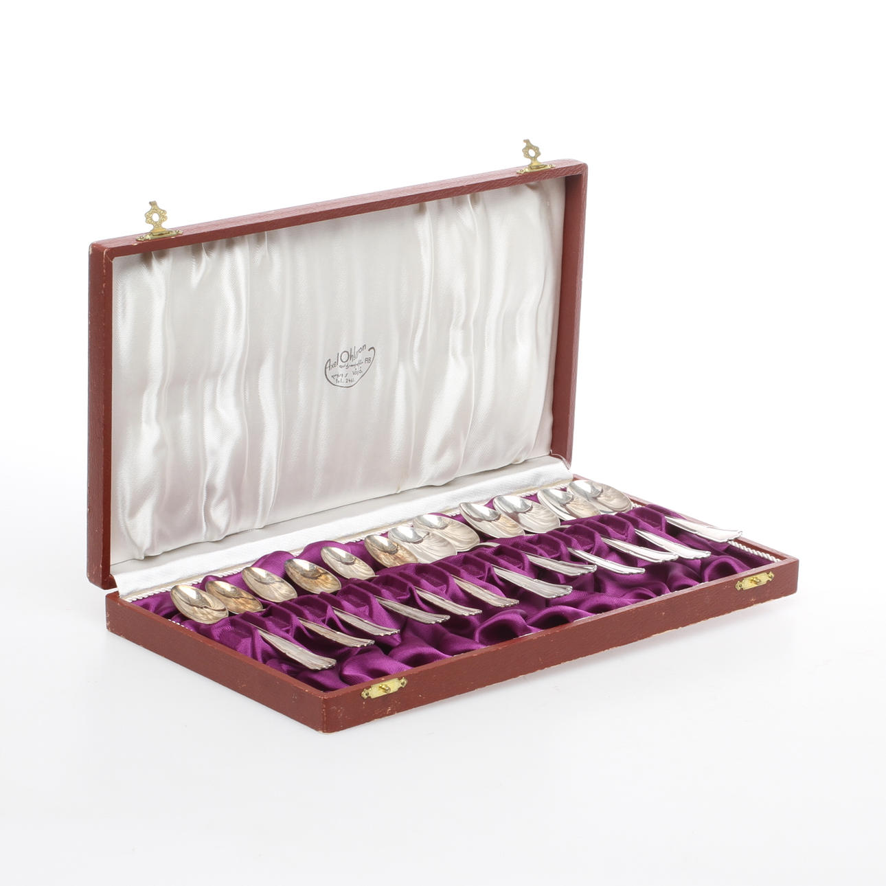 TESKEDAR samt MOCCASKEDAR, 12 delar, silver, "SAGA", J.L. Hultman, 1950.