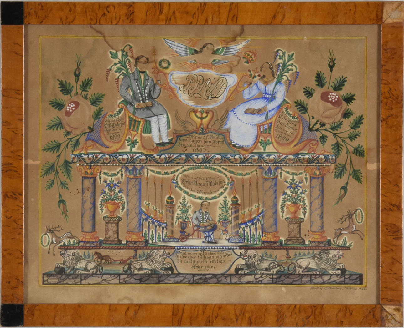 MEMORIAL PLAQUE, painted by Eric Jacob Romberg, dated 1865.