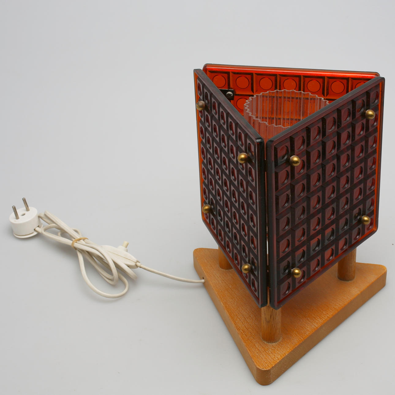 BORDSLAMPA, trä/glas, 1960-tal.