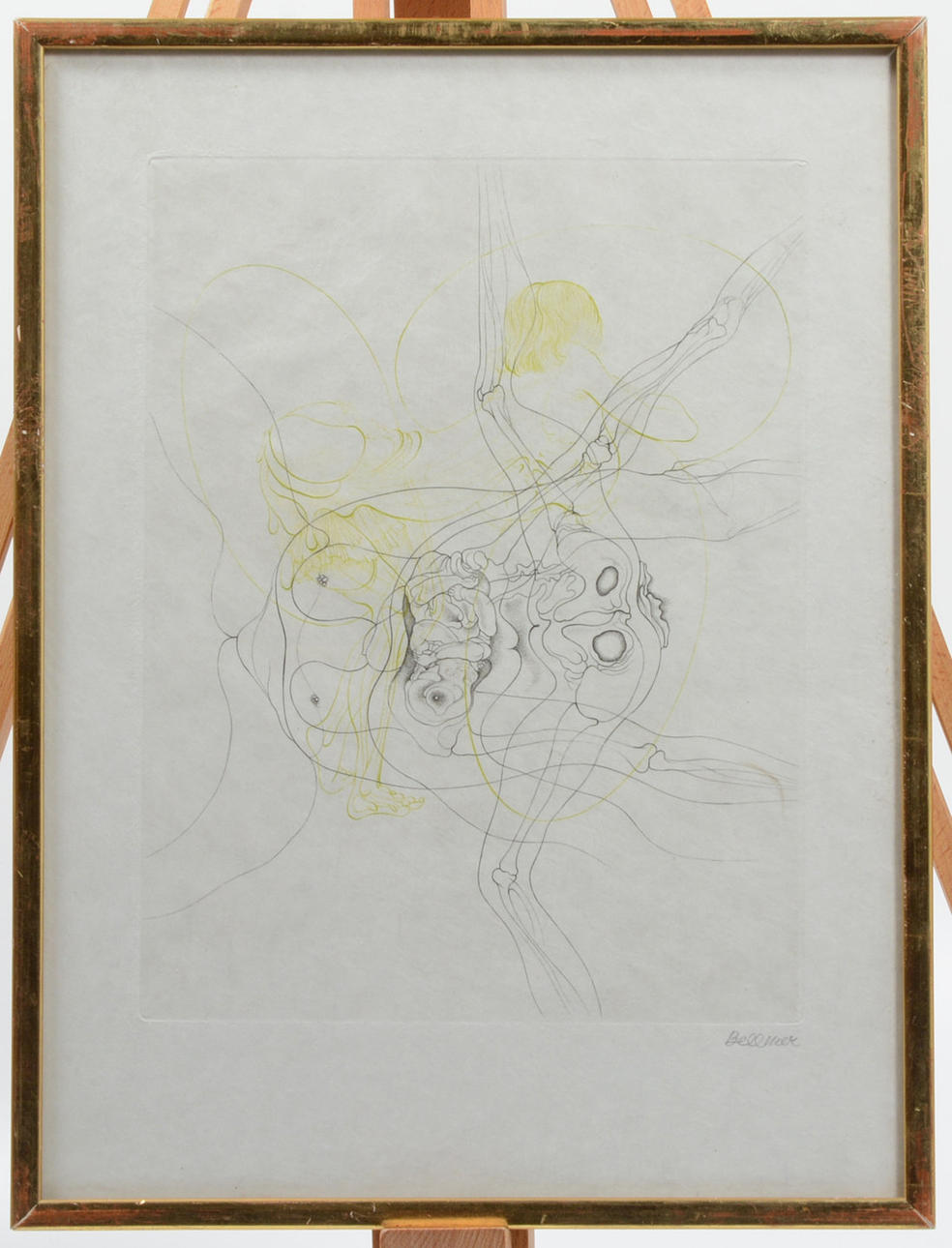 HANS BELLMER. Erotischer Doppelgänger. Radierung.
