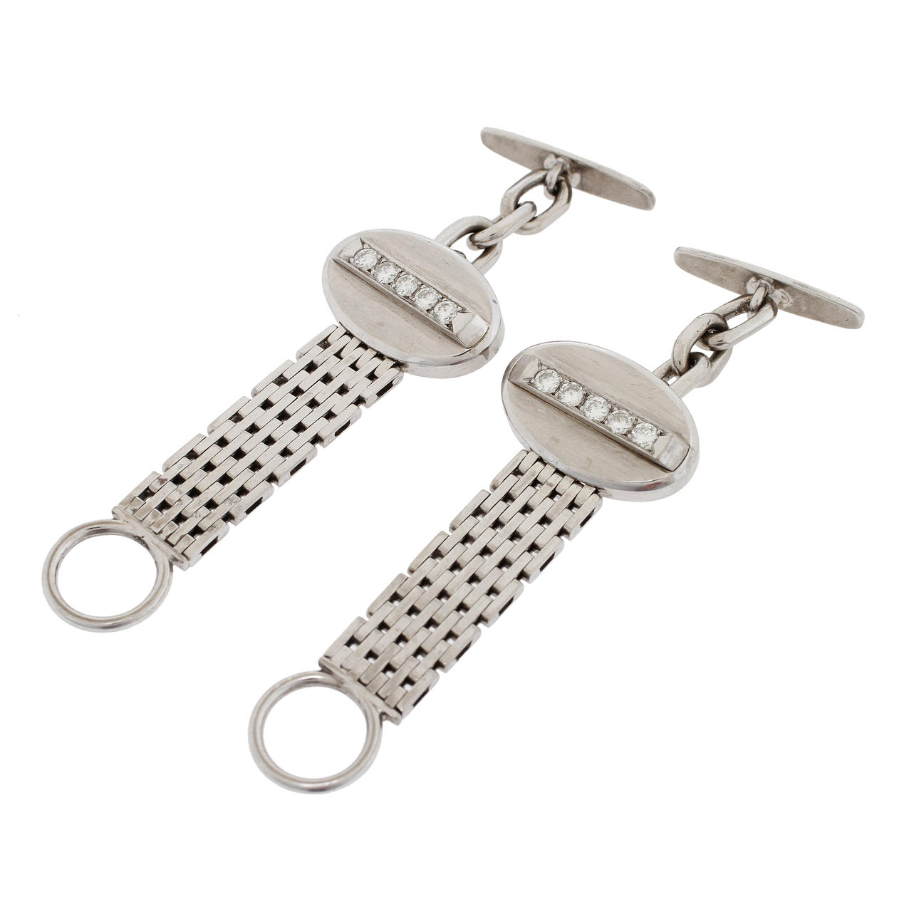 MANSCHETTKNAPPAR, 18k vitguld med 10 briljantslipade diamanter, 29,2 g.