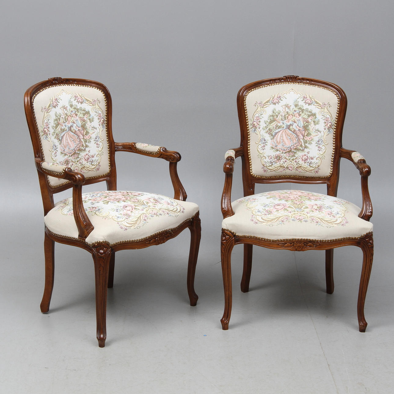 KARMSTOLAR 1 par, rokokostil, 1900-tal.