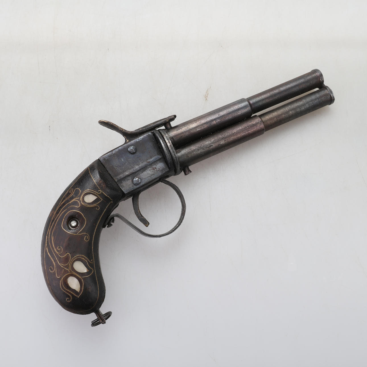 DOUBLE BARREL HAMMER PISTOL, 1800s.