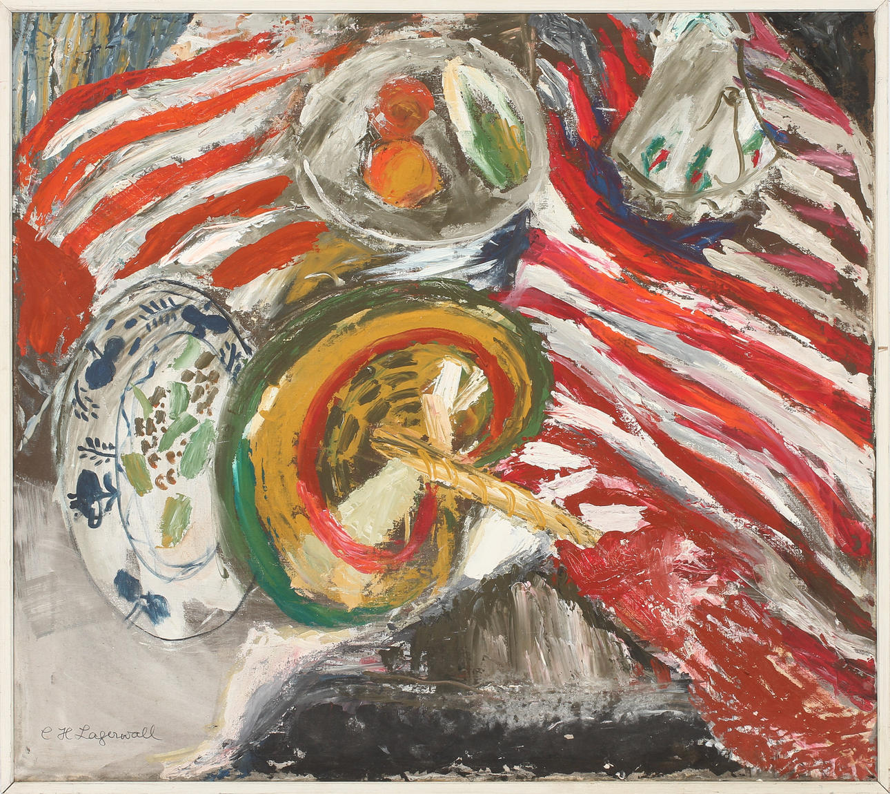 CHARLOTTE HARTMANN-LAGERWALL. "Spanskt". Olja på duk. Signerad.