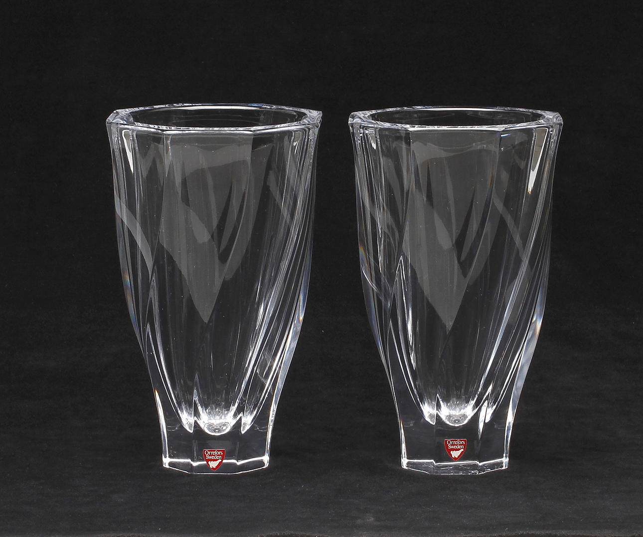 VASER, ett par, glas, "Residence", Olle Alberius, Orrefors, signerade.