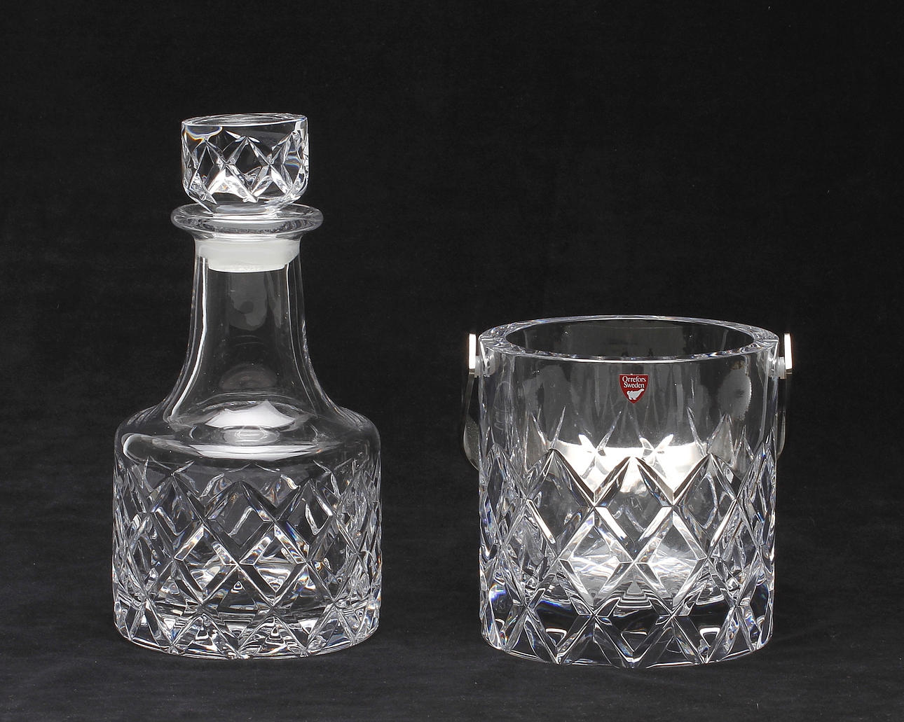 KARAFF och ISHINK, glas, "Sofiero", Gunnar Cyrén, Orrefors, signerade.