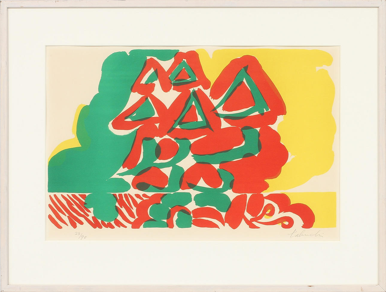 YASSE TABUCHI. Komposition. Färglitografi. Signerad och numrerad 23/90.