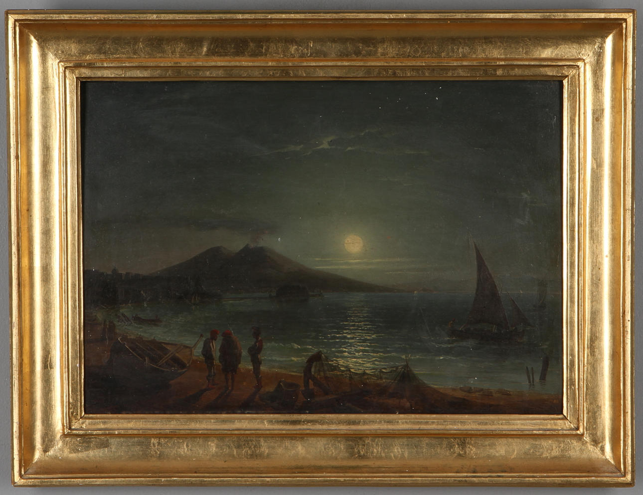 GUSTAF WILHELM PALM. TILLSKRIVEN. Utsikt över Neapel, olja på pannå.