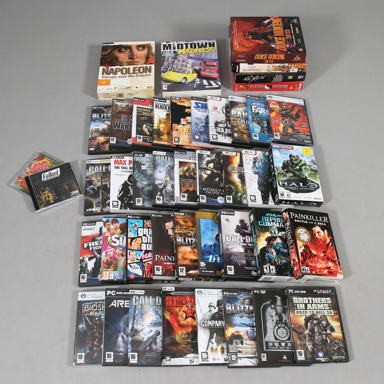PC-SPIELE, u.a. DOOM, COD, Duke Nukem 3D, 1990er-2000er Jahre.