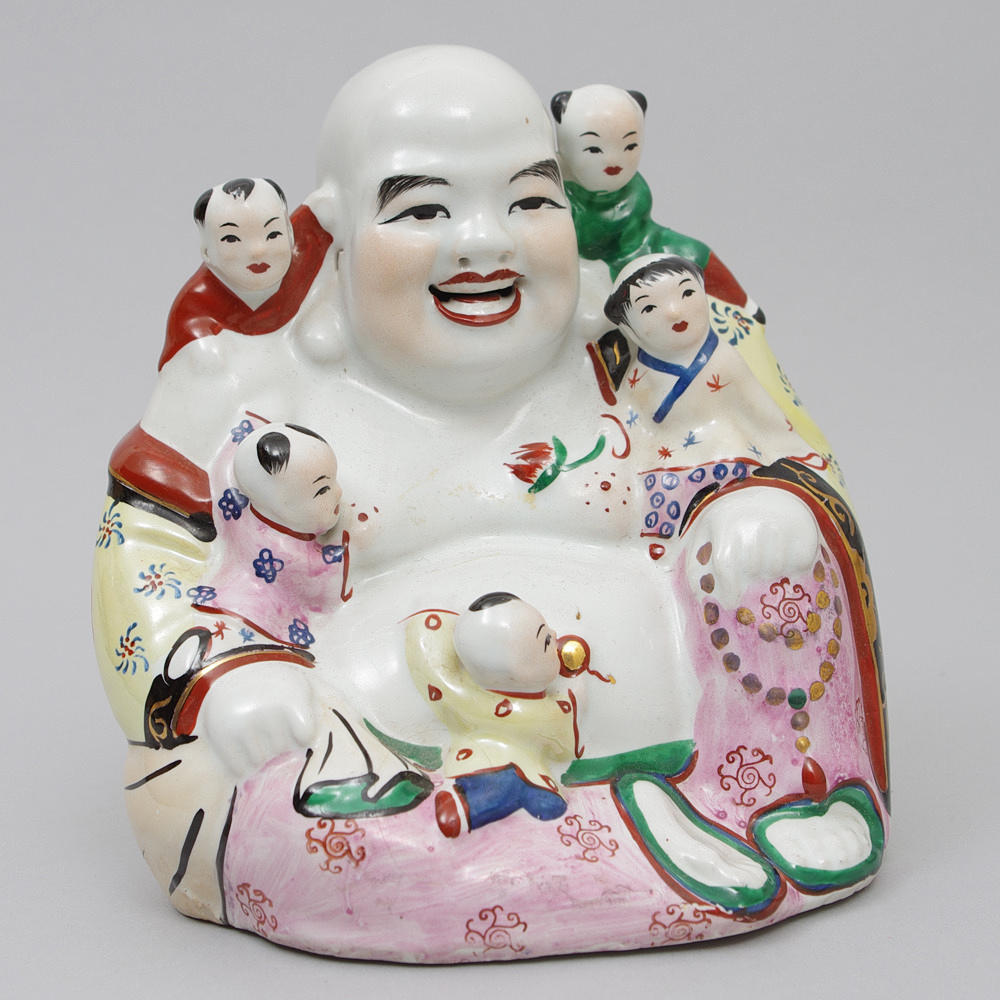 FIGURIN, porslin, kinesisk lyckogud.