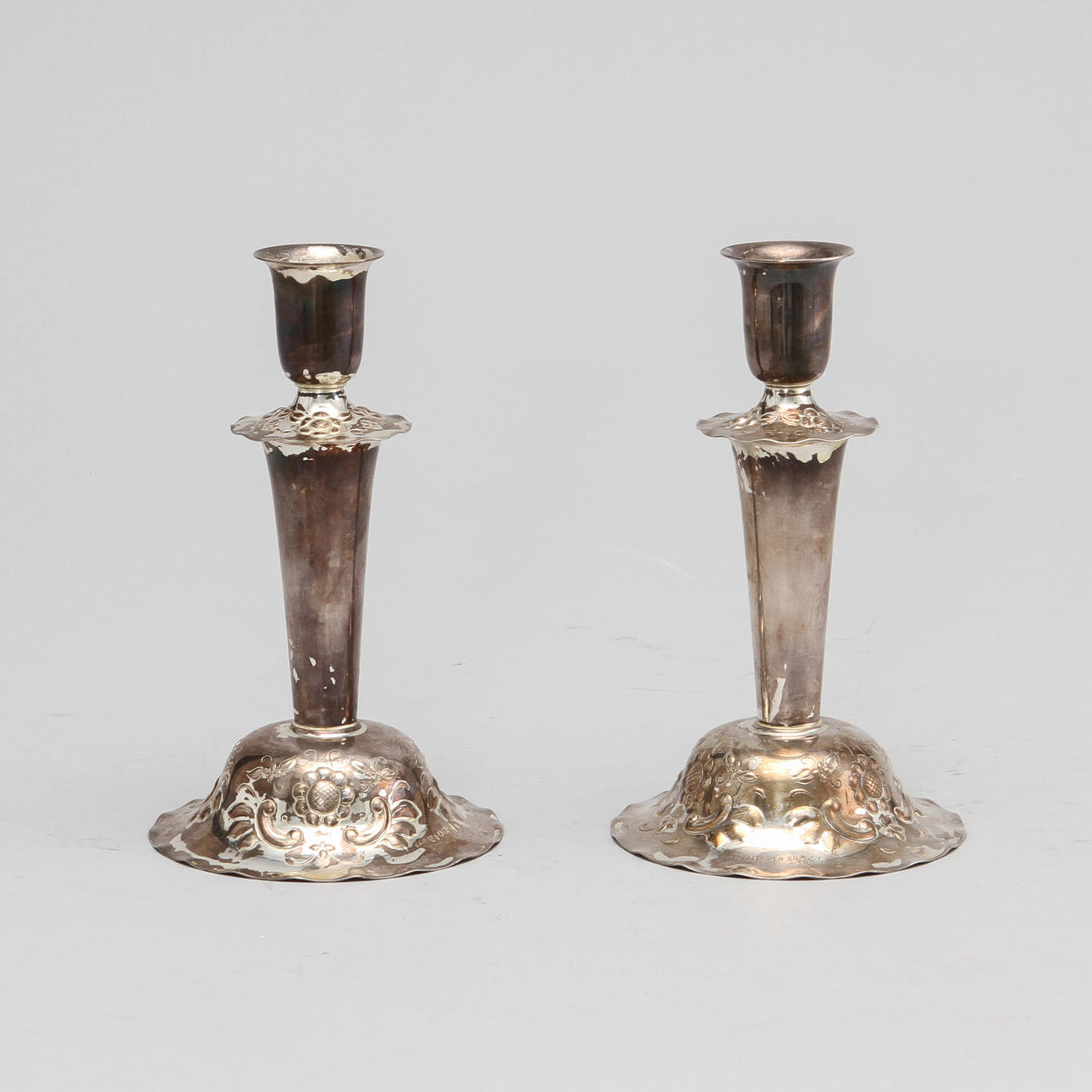 LJUSSTAKAR, ett par, silver, fyllda, GAB Stockholm 1956, totalvikt 410 g.