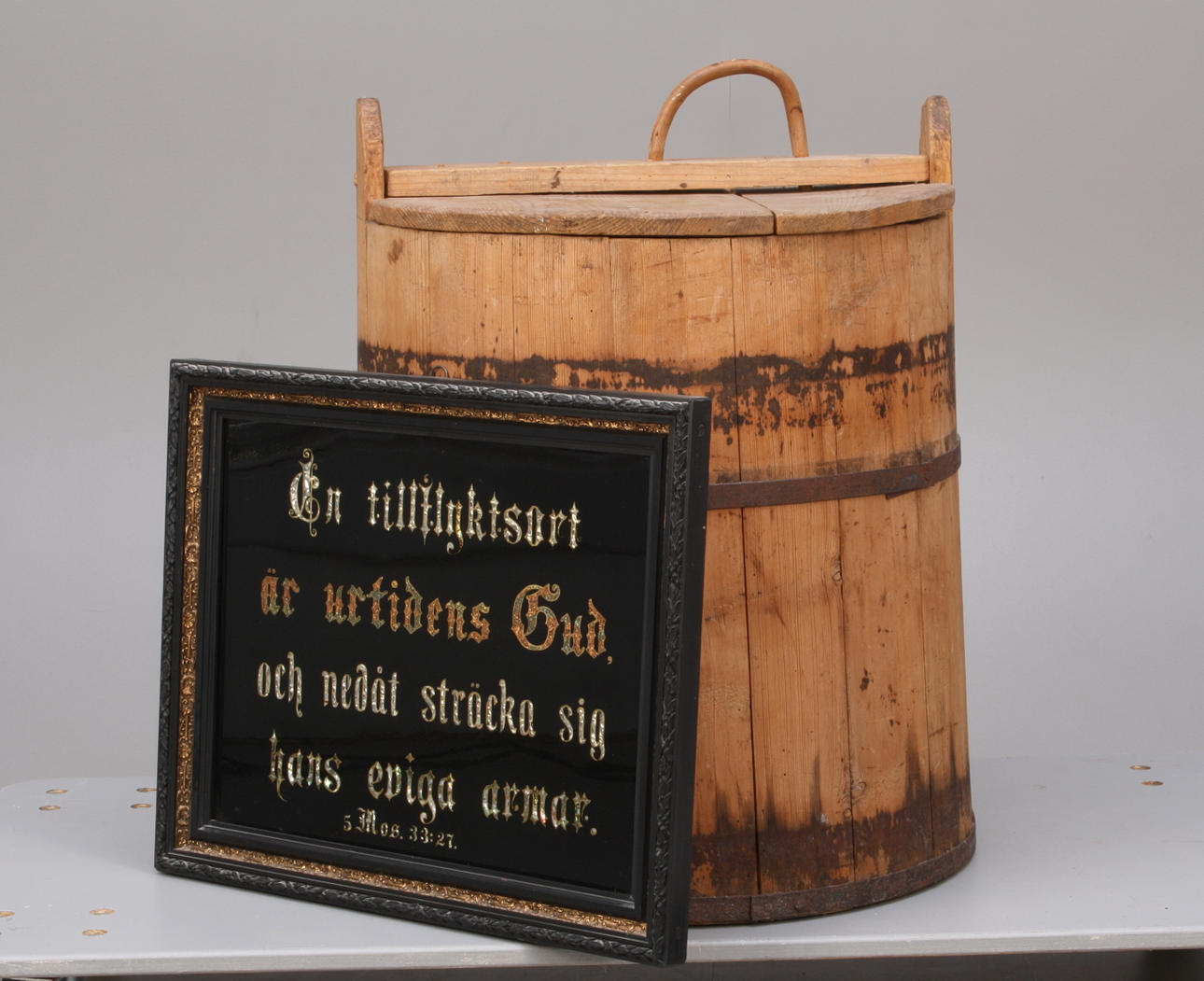 LAGGKÄRL, furu, 1800-tal + TAVLA, bibelcitat.