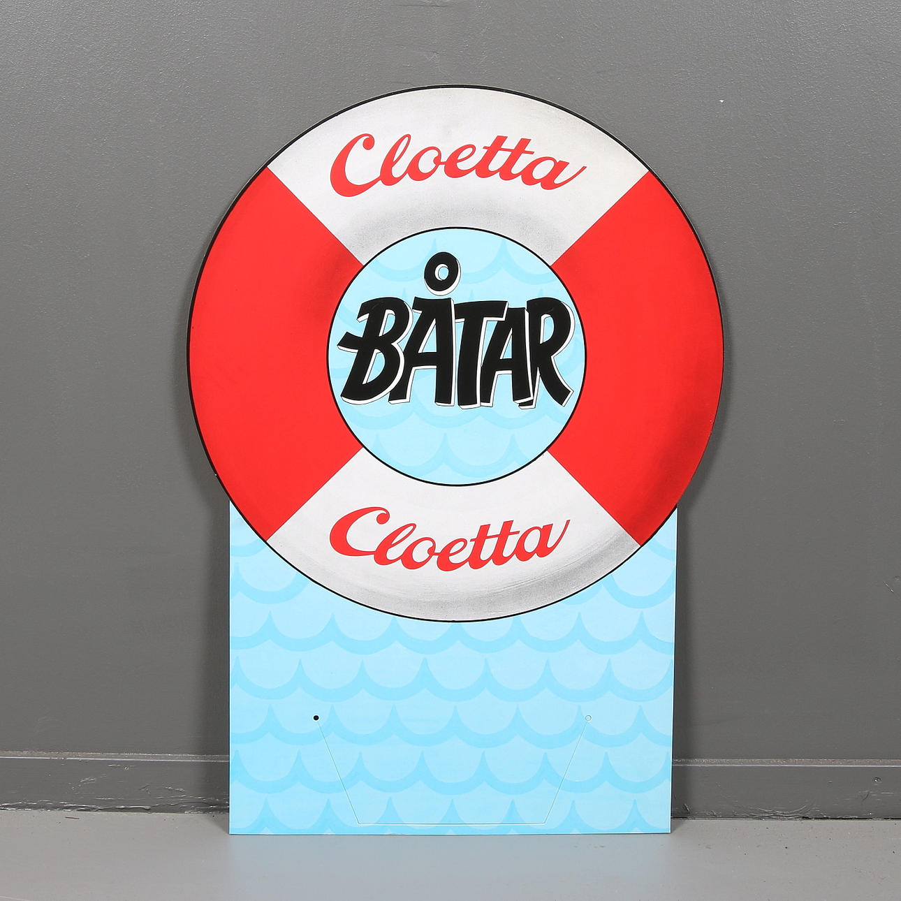 REKLAMSKYLT, kartong. Cloetta Båtar. 1900-talets andra hälft.