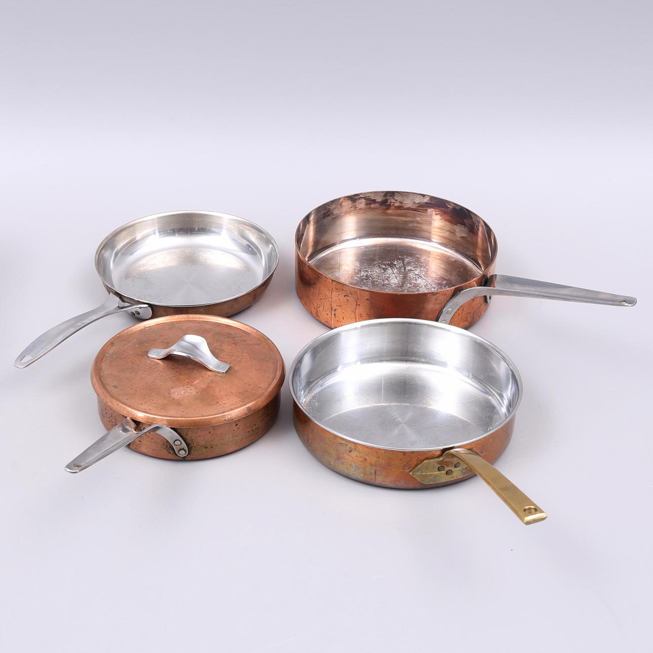 TRAKTÖRPANNOR, 4 st, koppar, Georg Jensen, Hackman.