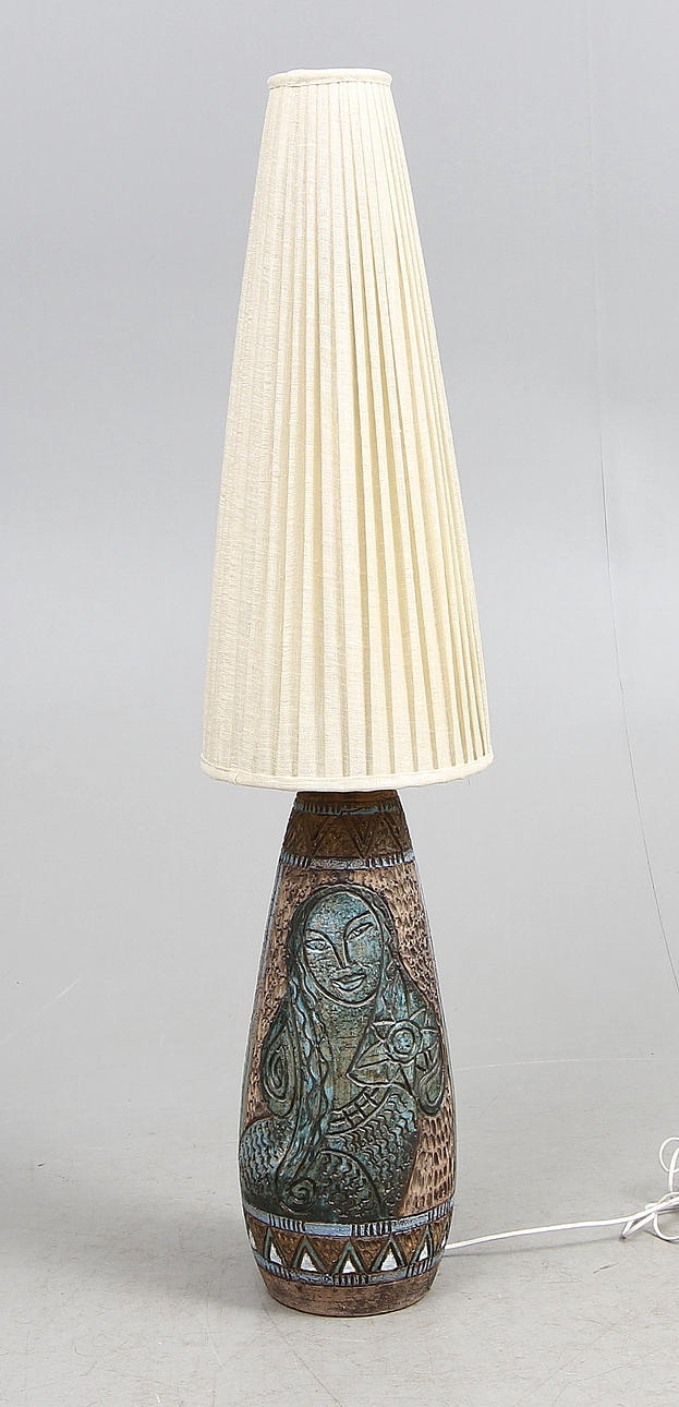 BORDSLAMPA, keramik, 1950/60-tal.