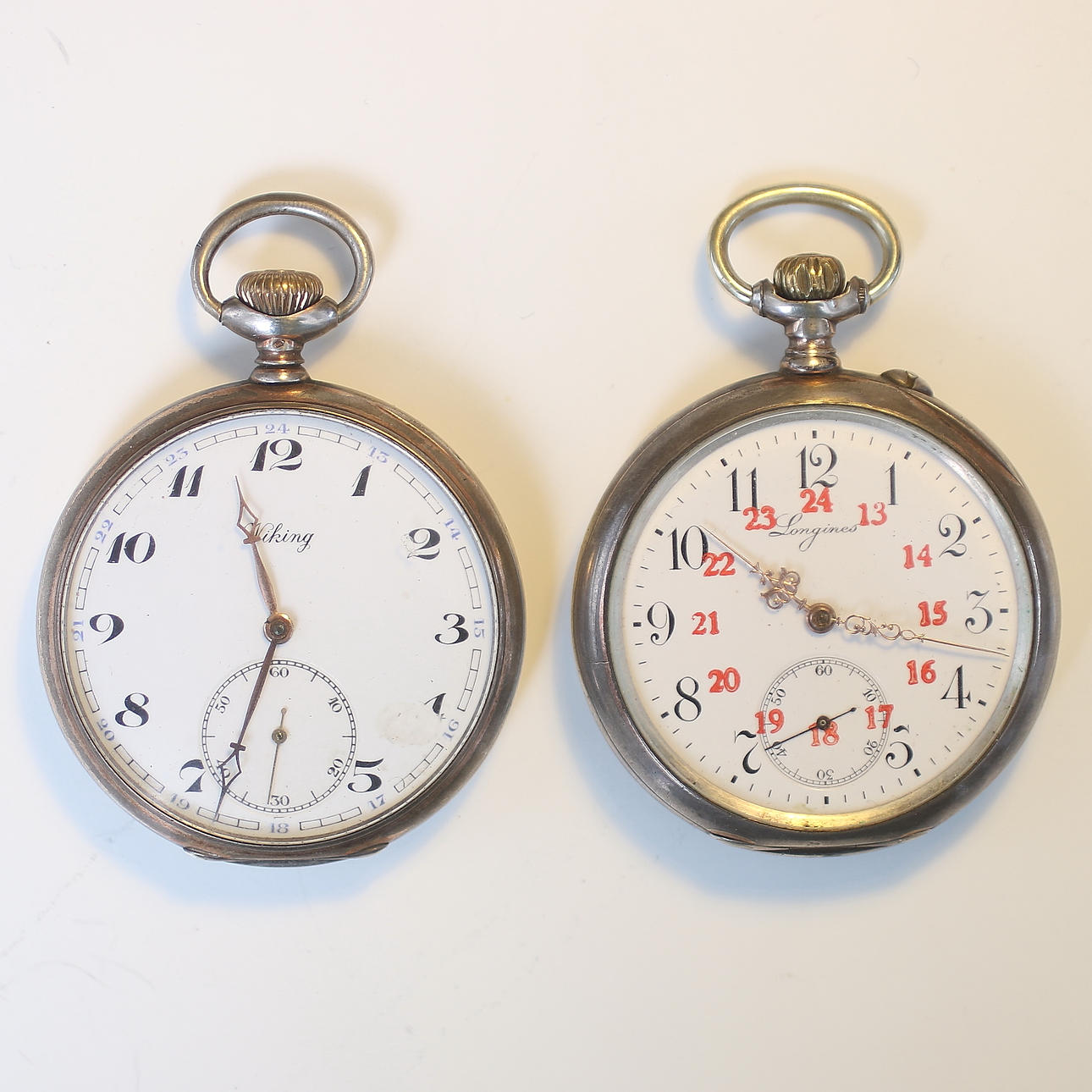 FICKUR, 2 st, silver, Viking och Longines, tidigt 1900-tal.