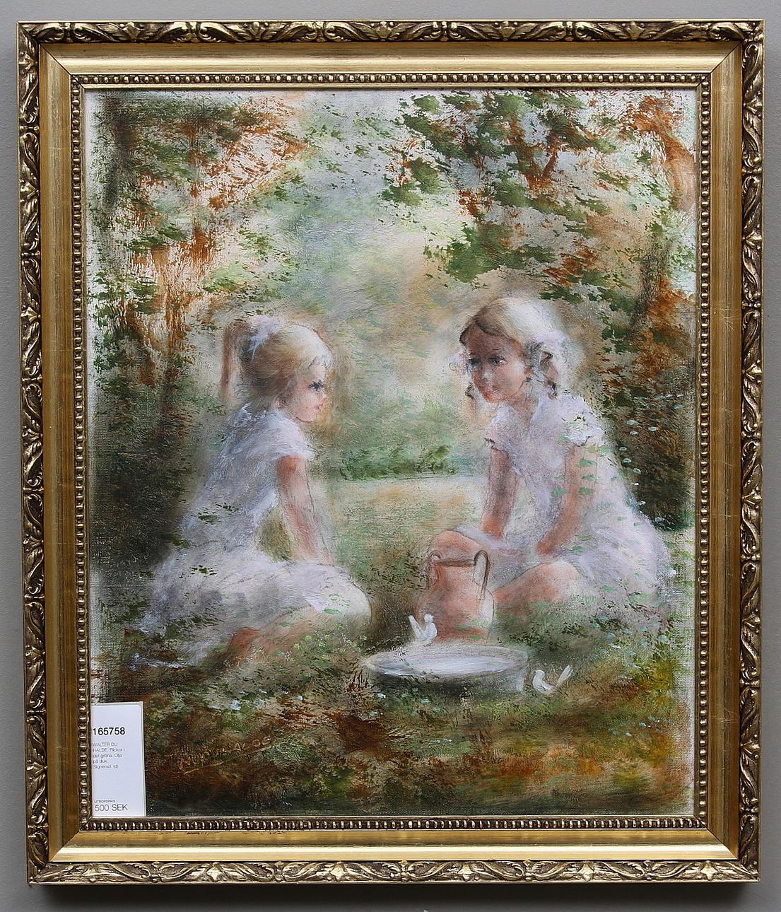 WALTER DU HALDE. Flickor i det gröna. Olja på duk. Signerad.