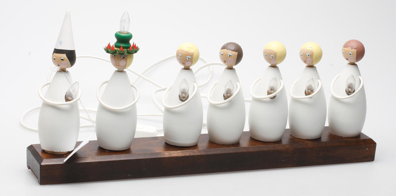 LJUSSTAKE, trä, "Luciatåget", Osram.