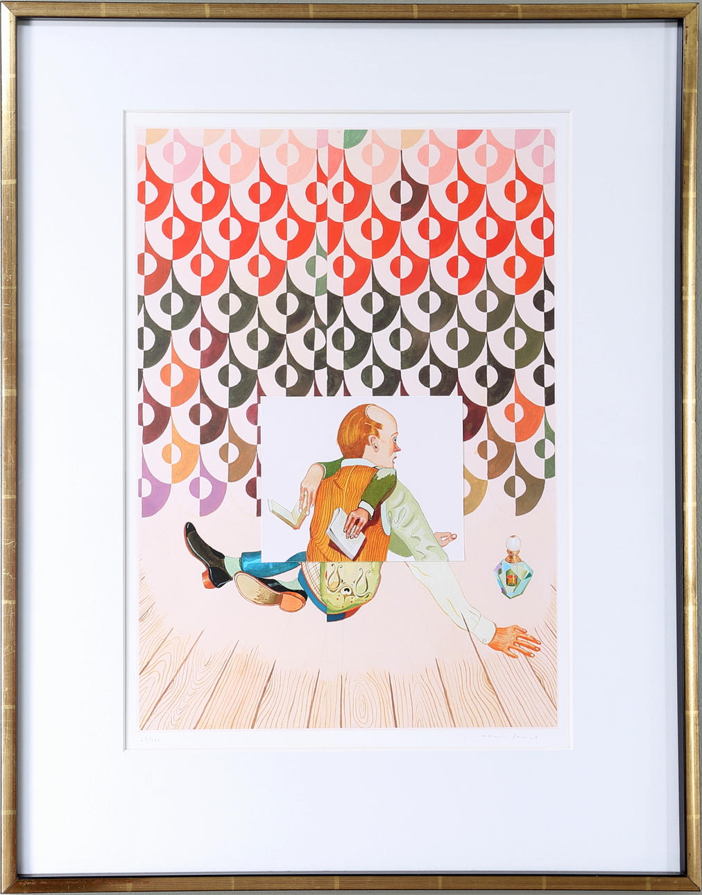 JENS FÄNGE. Färglitografi/collage, signerad Jens Fänge.