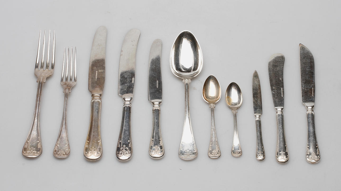 BESTICK, nysilver, 98 delar, "Gammal Fransk", 1900-tal.