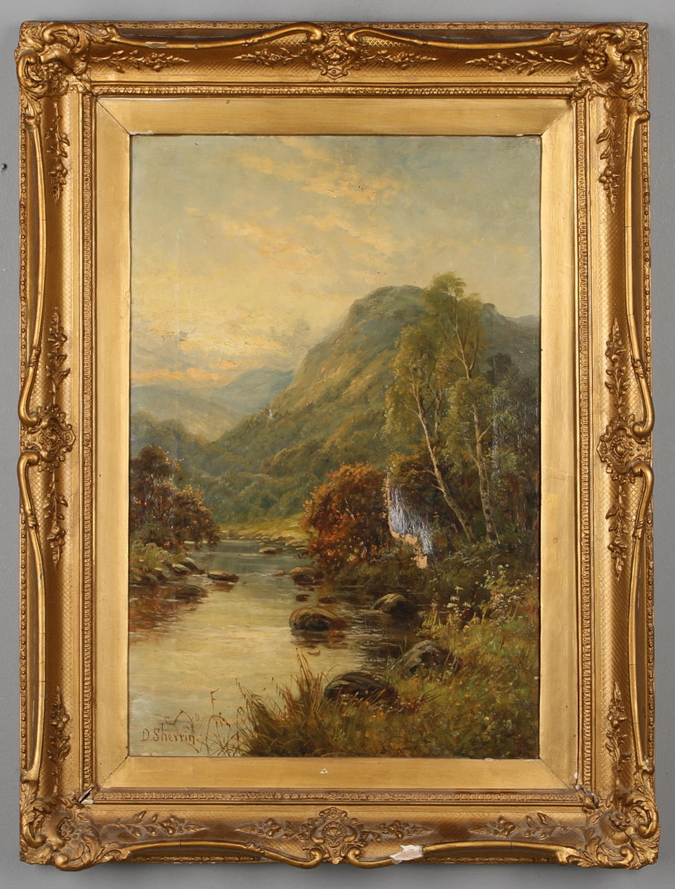 DANIEL SHERRIN. Flodlandskap, olja på duk, signerad.