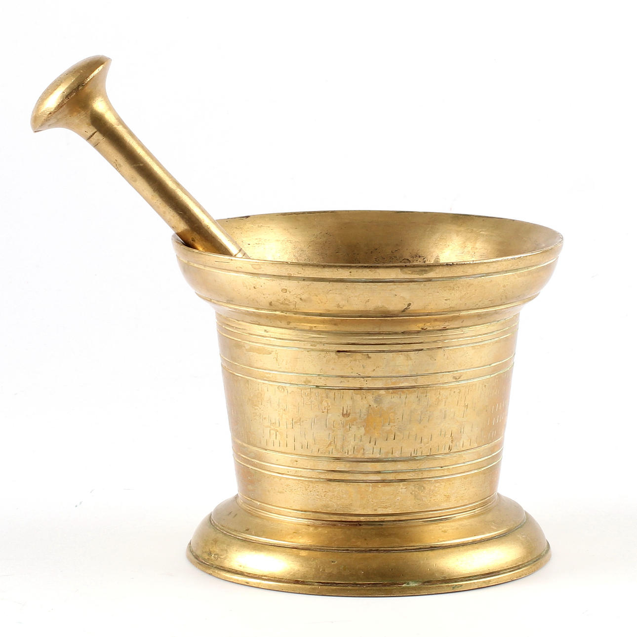 MORTAR, brass, marked SB, 1900s.