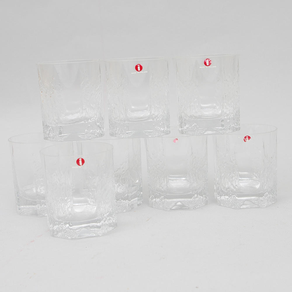 WHISKYGLAS, 8 stycken, "Kalinka", Timo Sarpaneva, Iittala.