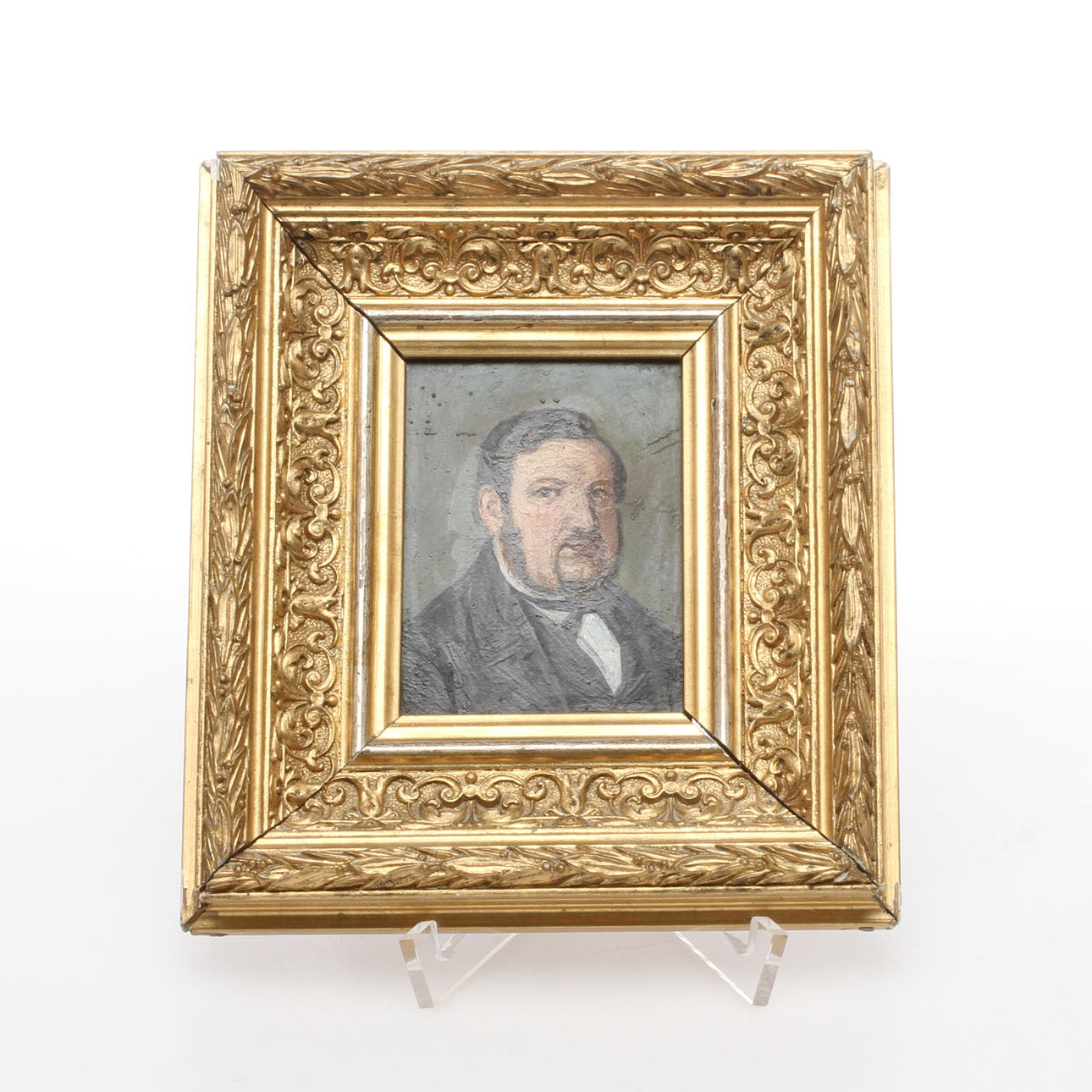 JULIUS ALEXIS WETTERBERGH. TILLSKRIVEN. Porträtt av Wilhelm von Braun, miniatyrmålning på pannå, text a tergo.