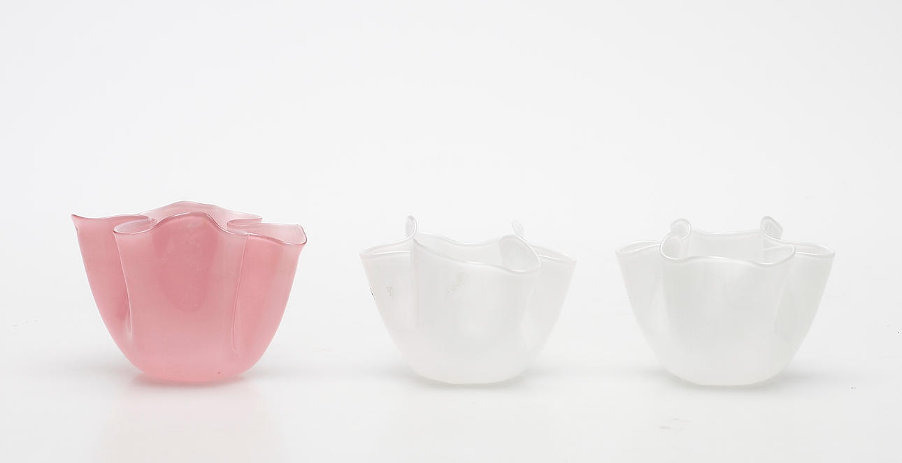 NÄSDUKSKÅLAR, glas, 3 st. Murano, Italien.