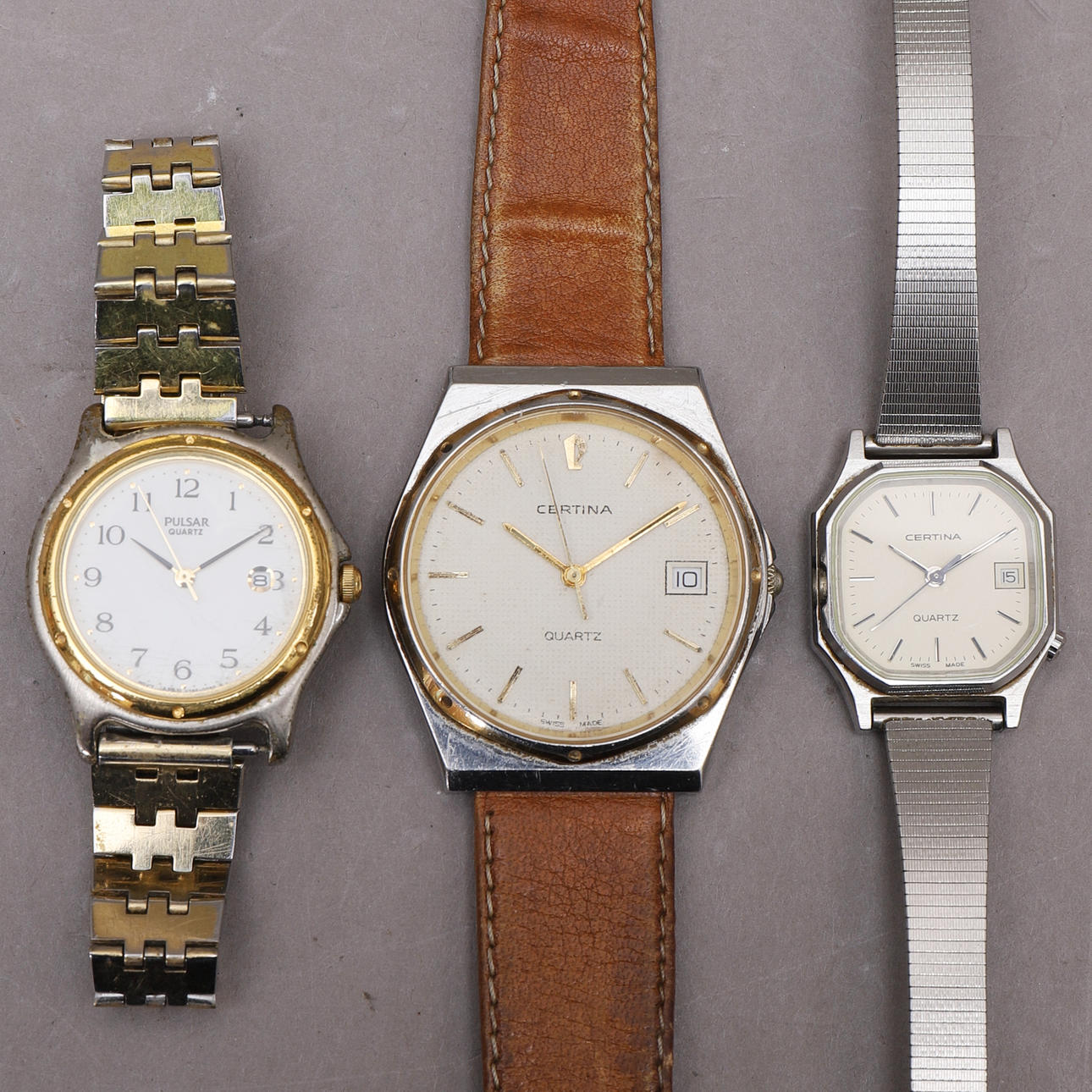 WRIST WATCH, 3 pcs, Certina & Pulsar, Quartz.