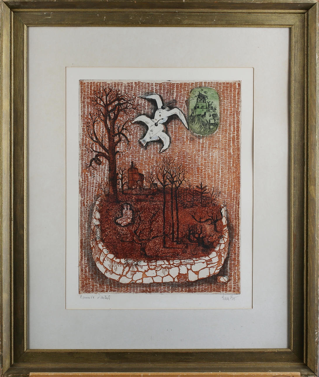 LARS BO. Lustgården. Färgetsning. Signerad.