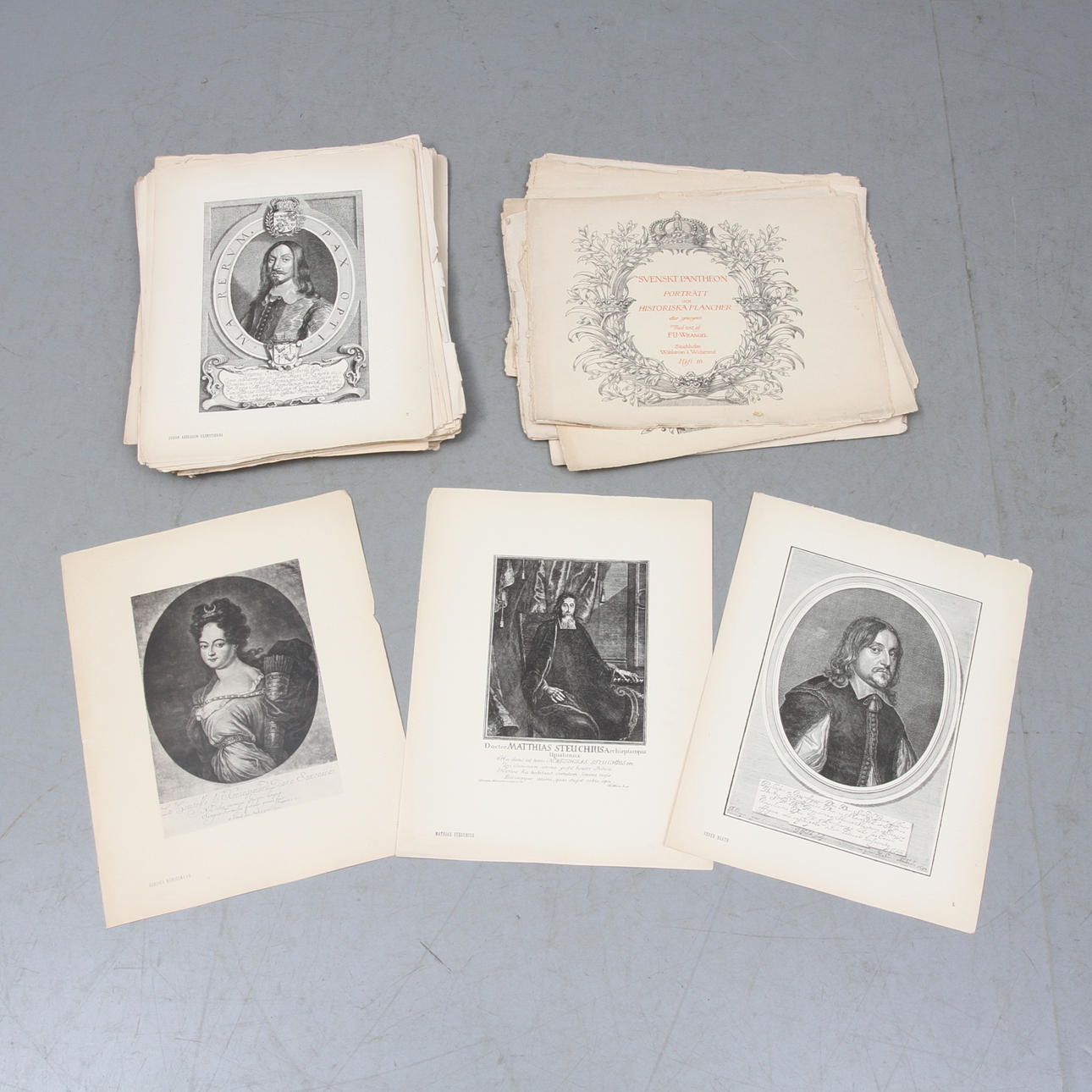 TRYCK, 150 st, ur "Svensk Pantheon, porträtt och historiska plancher", Wahlström & Widstrand, omkring 1900.