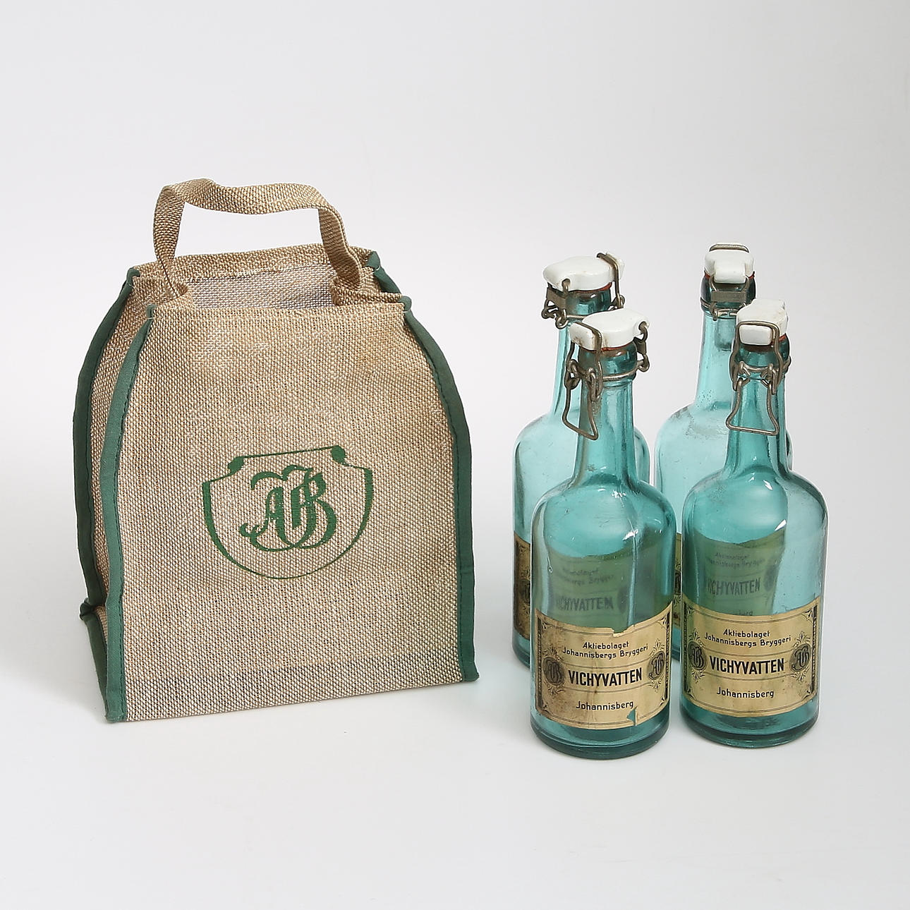 BRYGGERIFLASKOR, glas, 4 st, Johannisbergs Bryggeri, 1900-talets första kvartal.