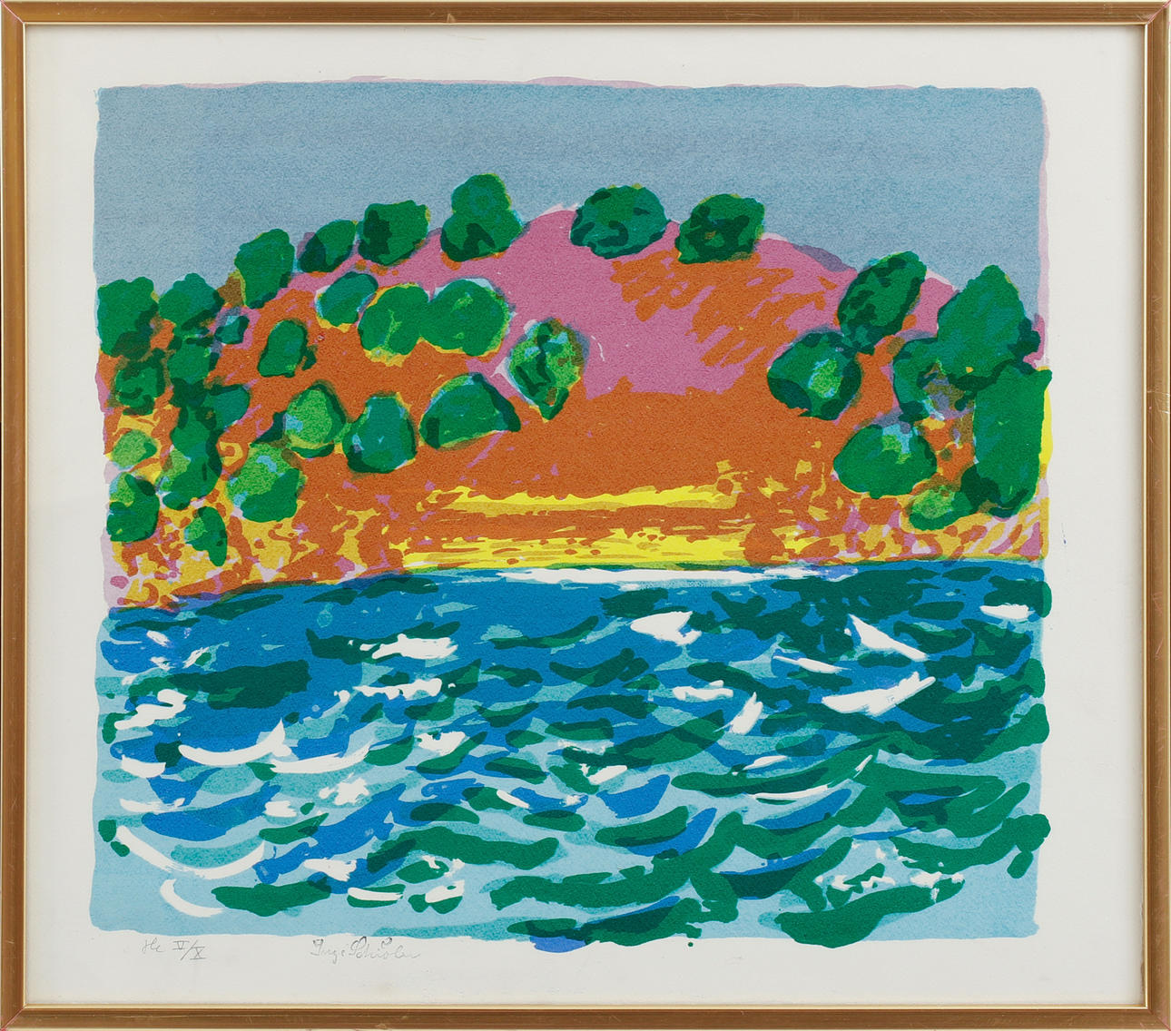 INGE SCHIÖLER. "Strand Öddö", color lithograph, signed and numbered.