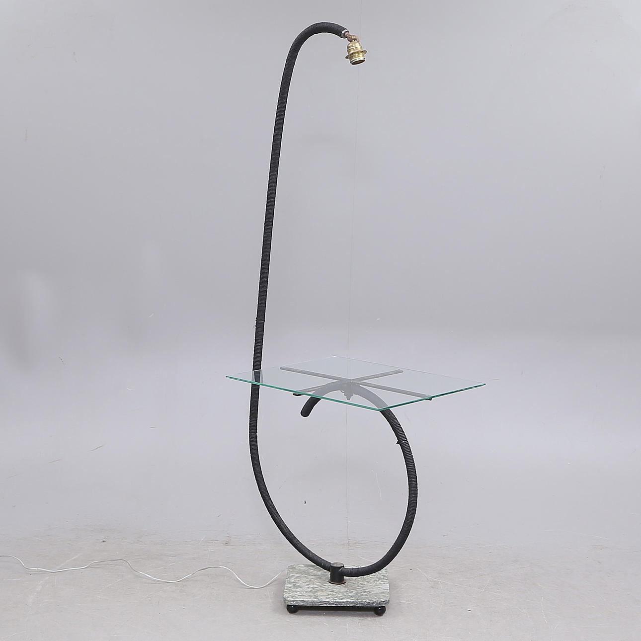 FLOOR LAMP with TABLE and glass top, 1930s.