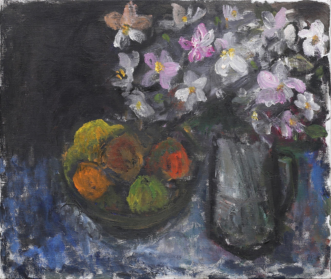 ULLA BORGSTRÖM. "Höstanemoner", olja på duk, monogramsignerad U B.