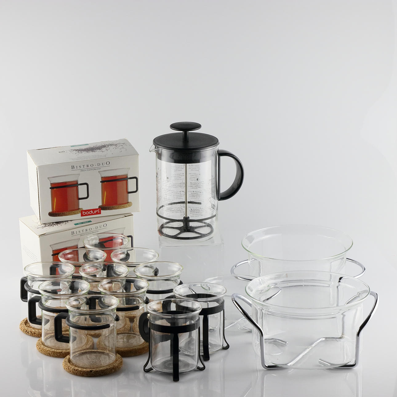 TE-SÆT DELE og sløjfer, 15 +12 dele, Bodum, Danmark.