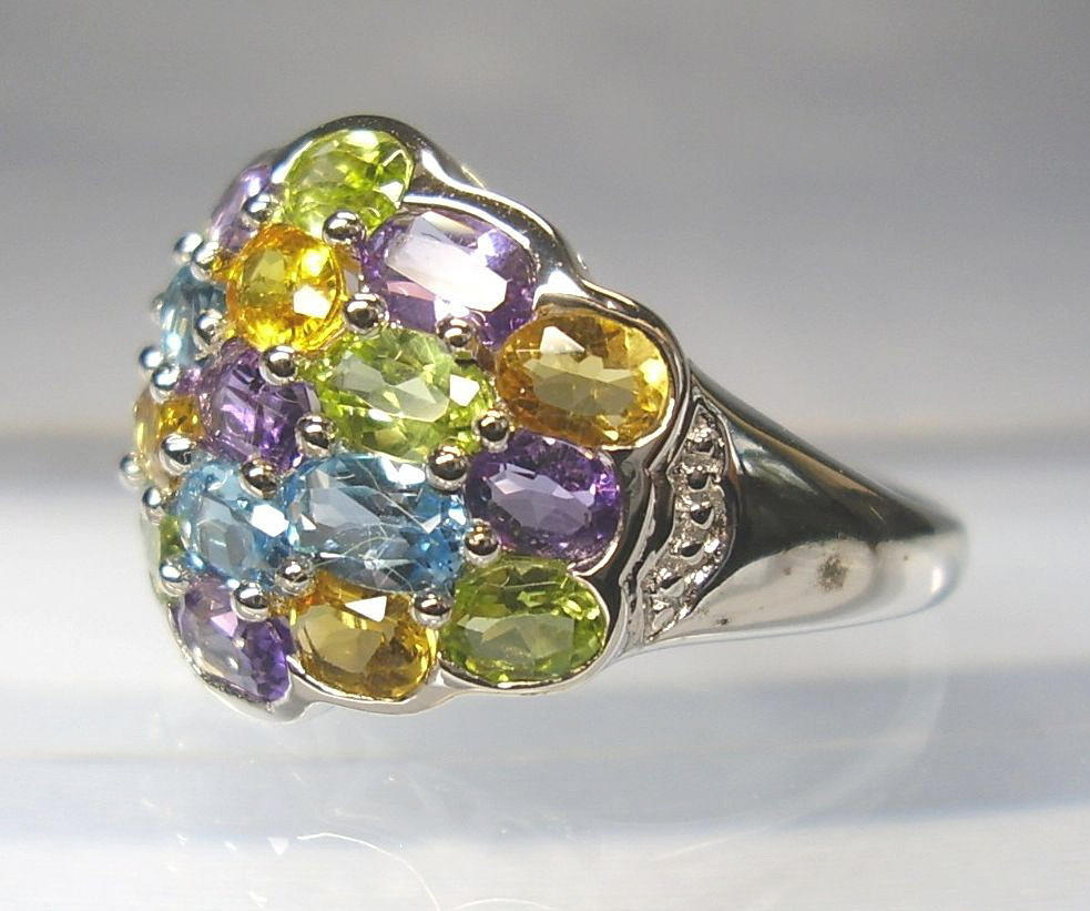 COCKTAILRING MULTICOLOR ÄDELSTENAR SILVER 925.