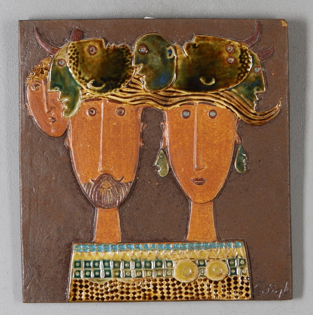 VÄGGPLAKETT, keramik, Stig Lindberg, Gustavsberg.