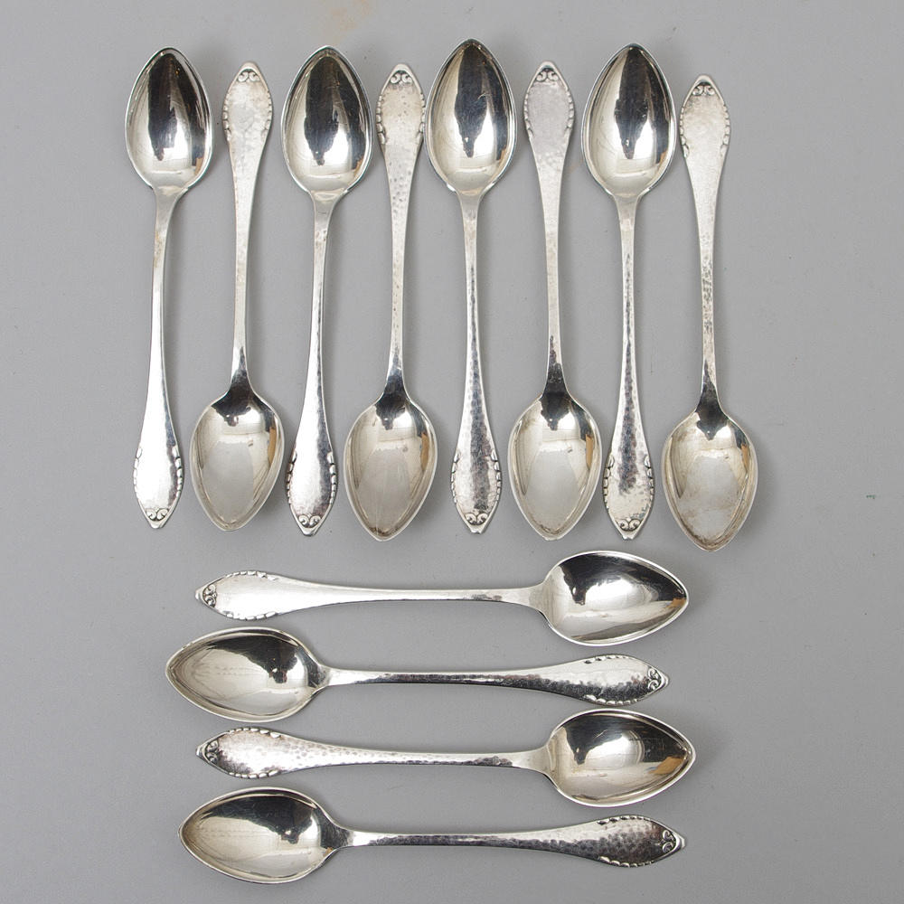 KAFFESKEDAR, 12 stycken, danskt silver.
