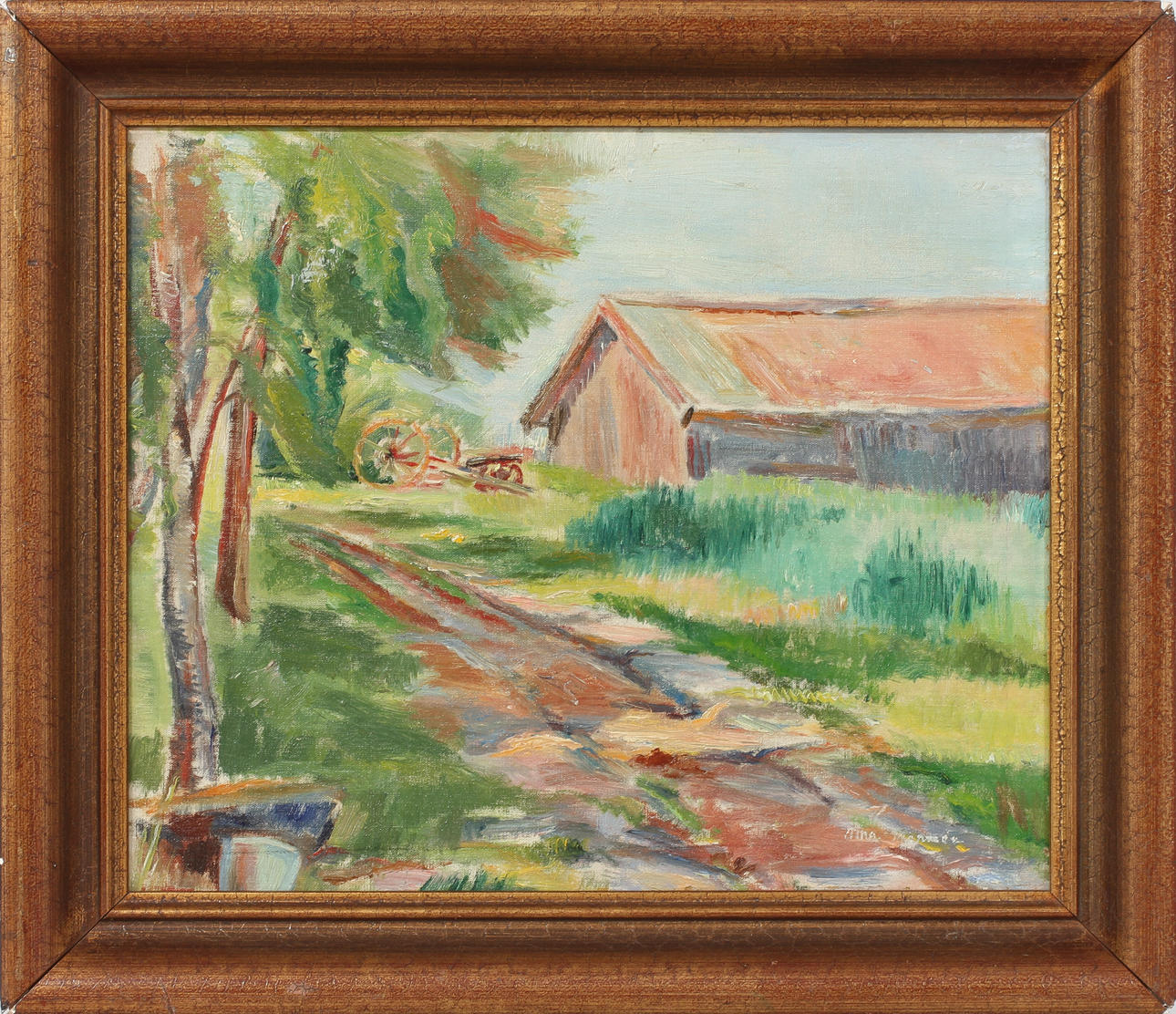 AINA MARMEN-SUNDBORG, olja på pannå, sign.