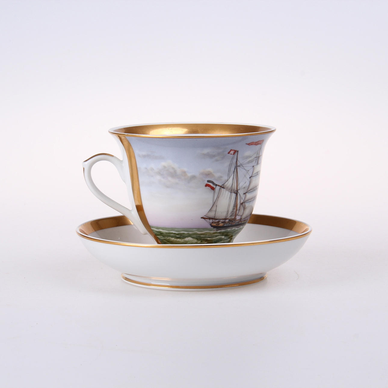 TEKOPP -med fat, porslin, "Kaptenskopp", Tyskland, 1900-tal.