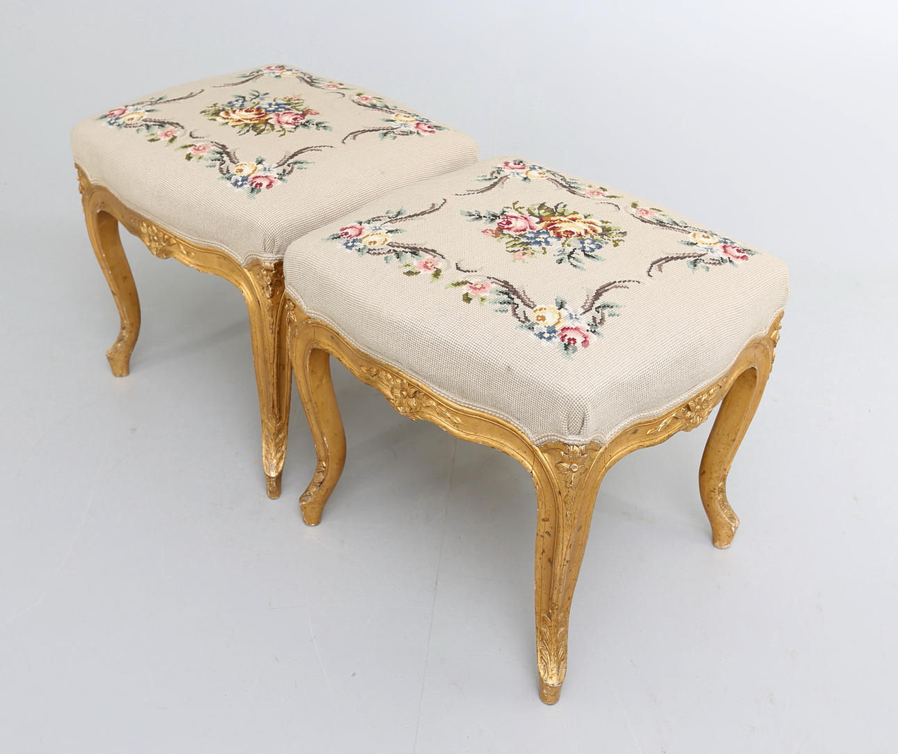 TABURETTER, rokokostil, 1 par, 1880/90-tal.