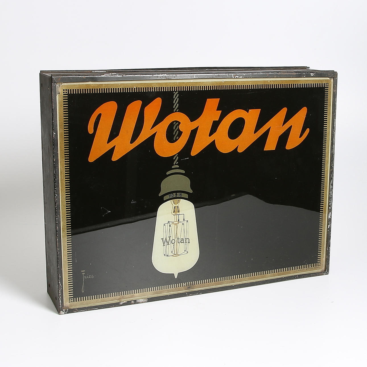 REKLAMSKYLT, plåt, glas, "Wotan", C.T. Wiskott Breslau Berlin.1900-talets början.