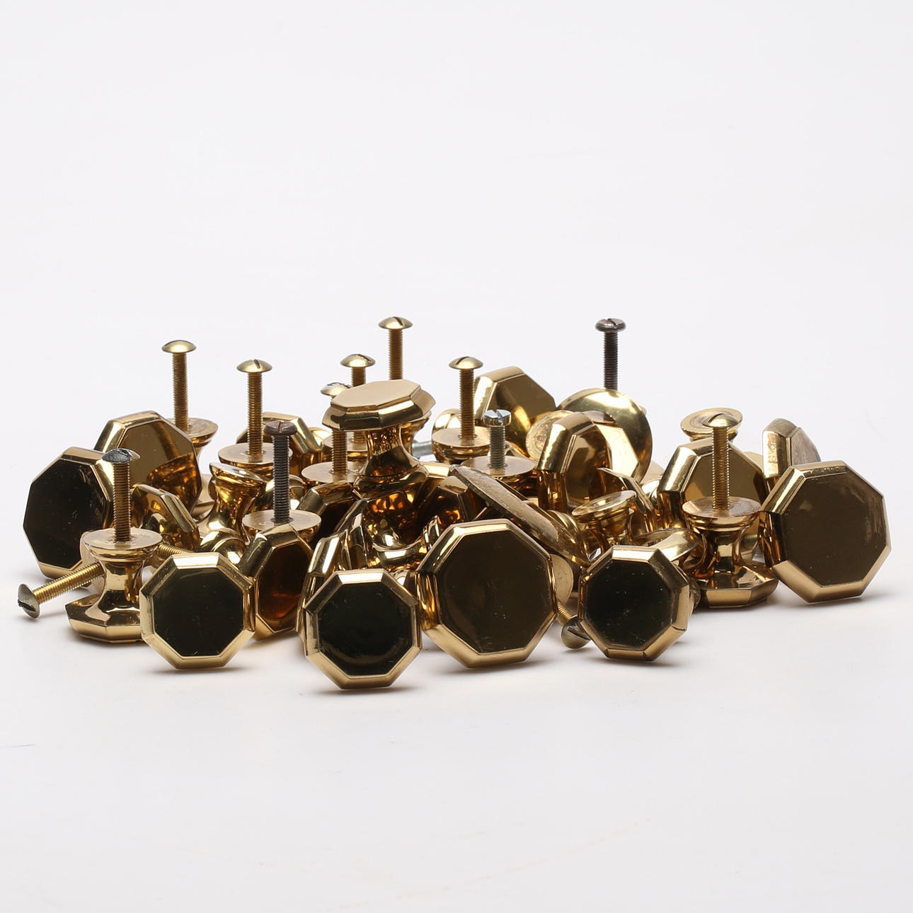 A Collection OF PULL KNOBS, brass.