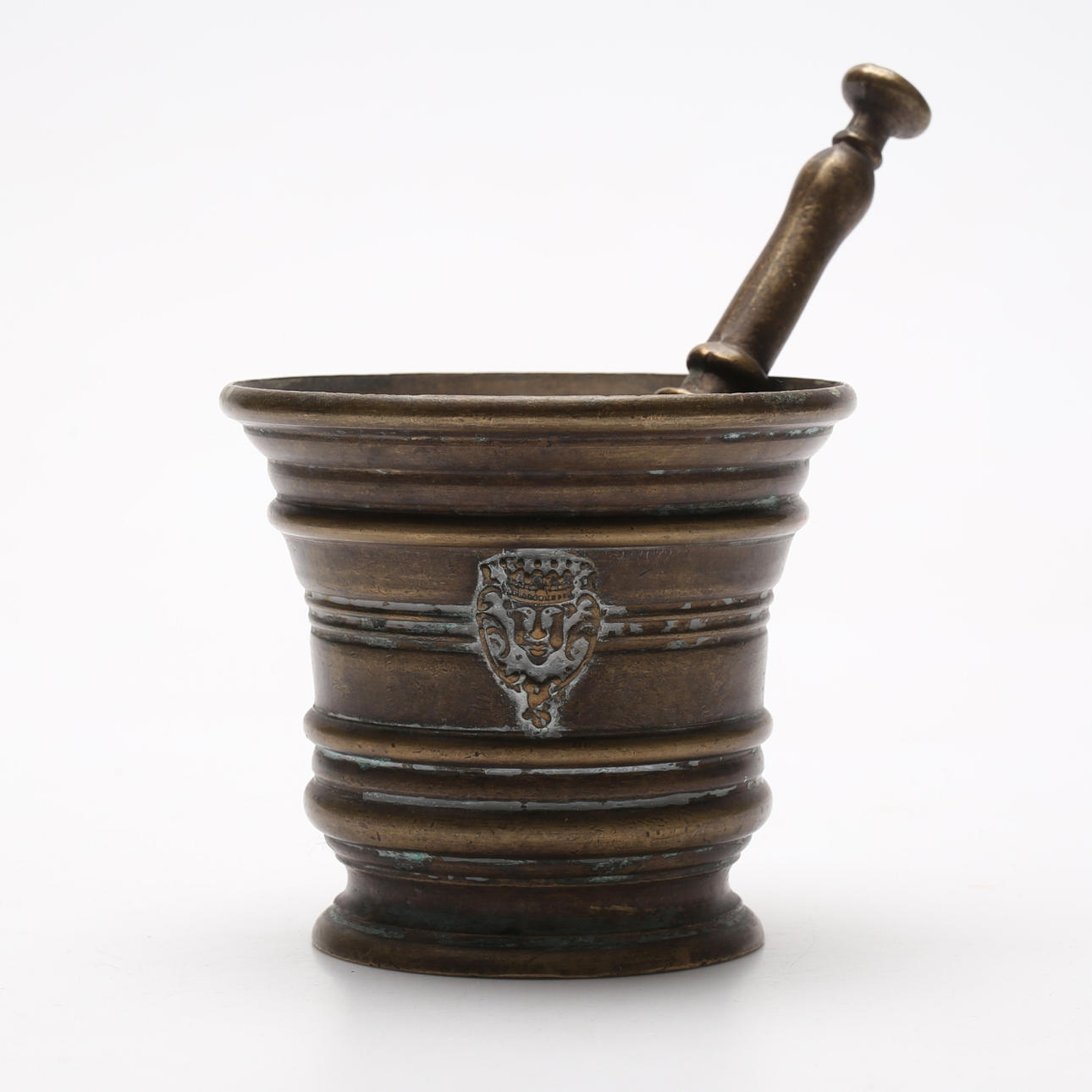 MORTEL med STÖT, brons, 1700-tal.