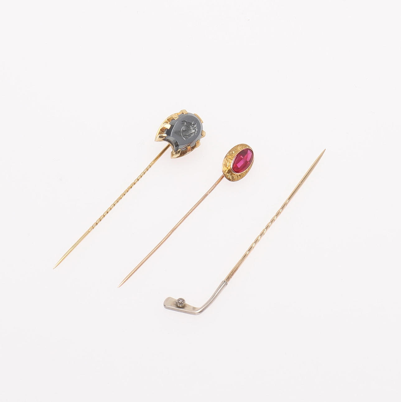 CROCHET PINS, THREE PIECES.
